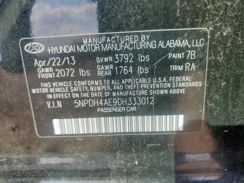 2013 HYUNDAI ELANTRA GLS  