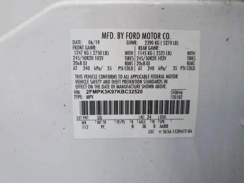 2019 FORD EDGE TITANIUM  