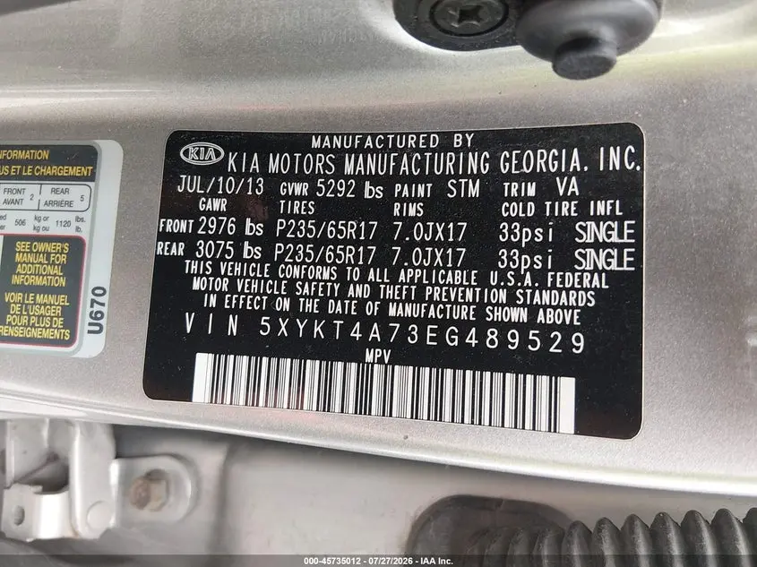 2014 KIA SORENTO LX V6