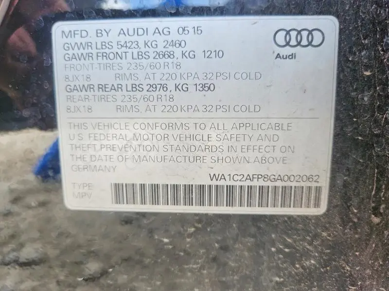 2016 AUDI Q5 PREMIUM  