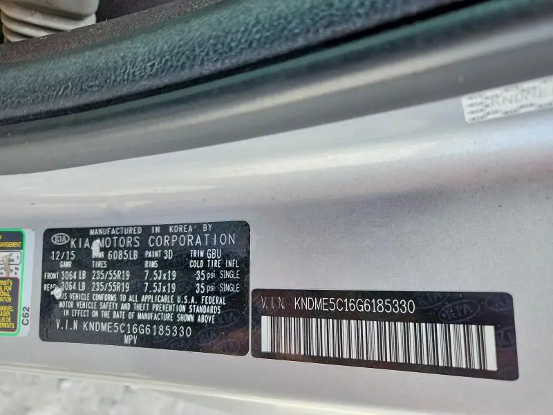 2016 KIA SEDONA LIMITED  