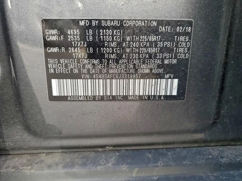 2018 SUBARU OUTBACK 2.5I PREMIUM  