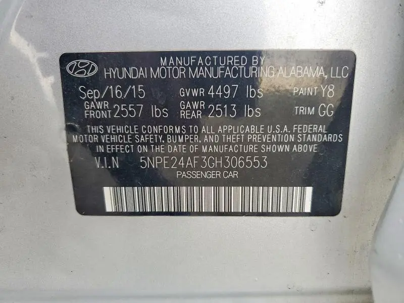 2016 HYUNDAI SONATA SE  