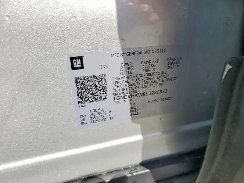 2020 CHEVROLET TRAVERSE LT  