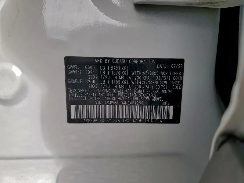 2022 SUBARU ASCENT LIMITED  