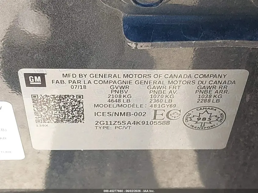 2019 CHEVROLET IMPALA 1LT