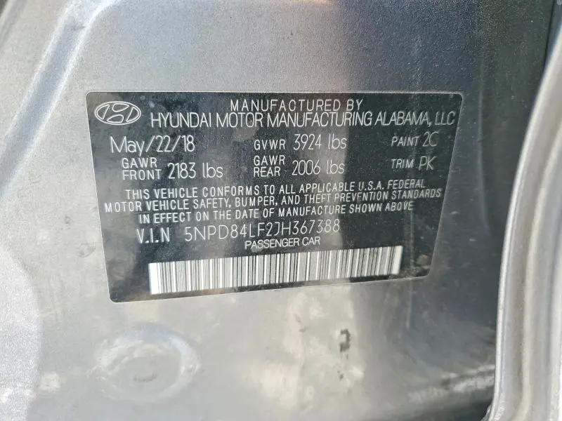 2018 HYUNDAI ELANTRA SEL  