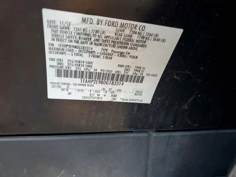 2013 FORD TAURUS SEL  