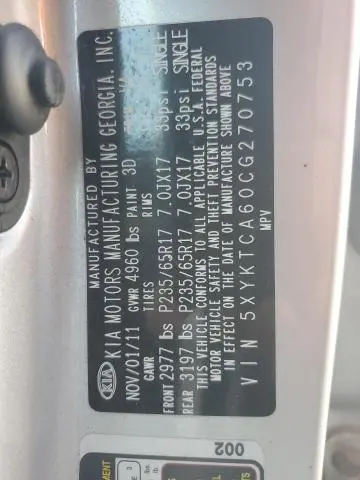 2012 KIA SORENTO BASE  