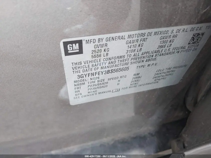 2011 CADILLAC SRX PREMIUM COLLECTION