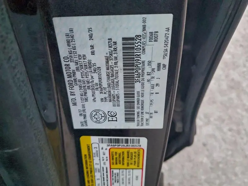 2018 FORD FUSION SE PHEV  