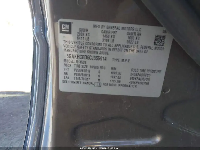 2012 BUICK ENCLAVE LEATHER