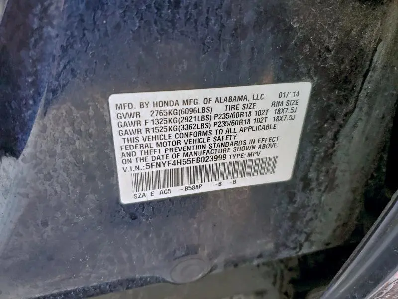 2014 HONDA PILOT EXL  