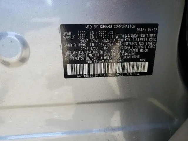 2022 SUBARU ASCENT ONYX EDITION  