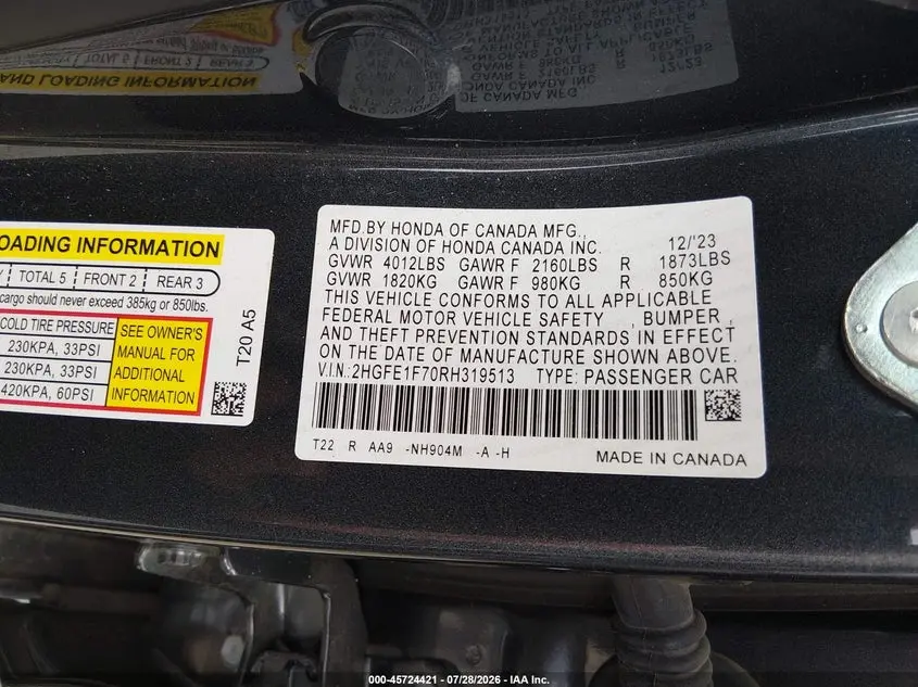 2024 HONDA CIVIC EX