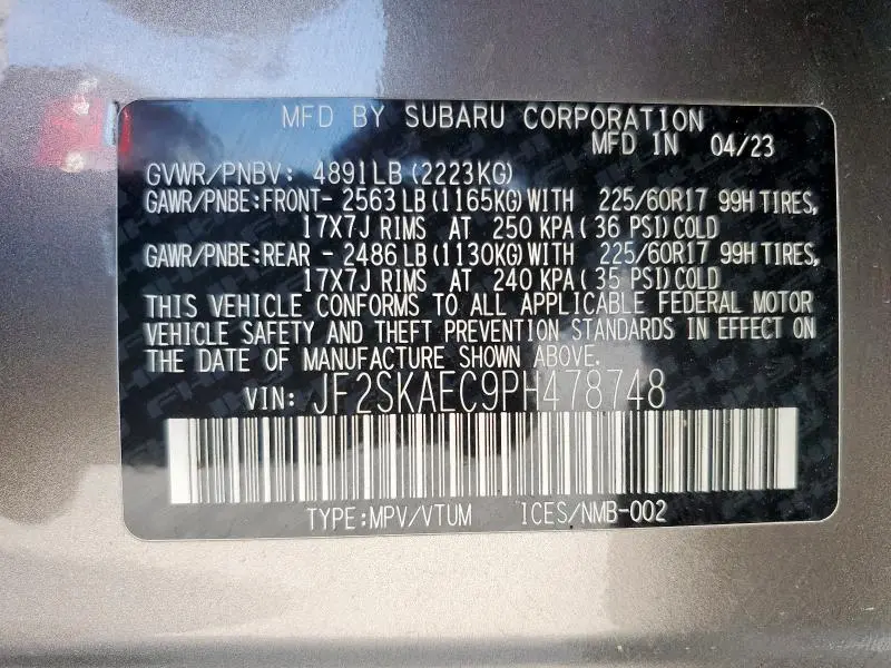 2023 SUBARU FORESTER PREMIUM  