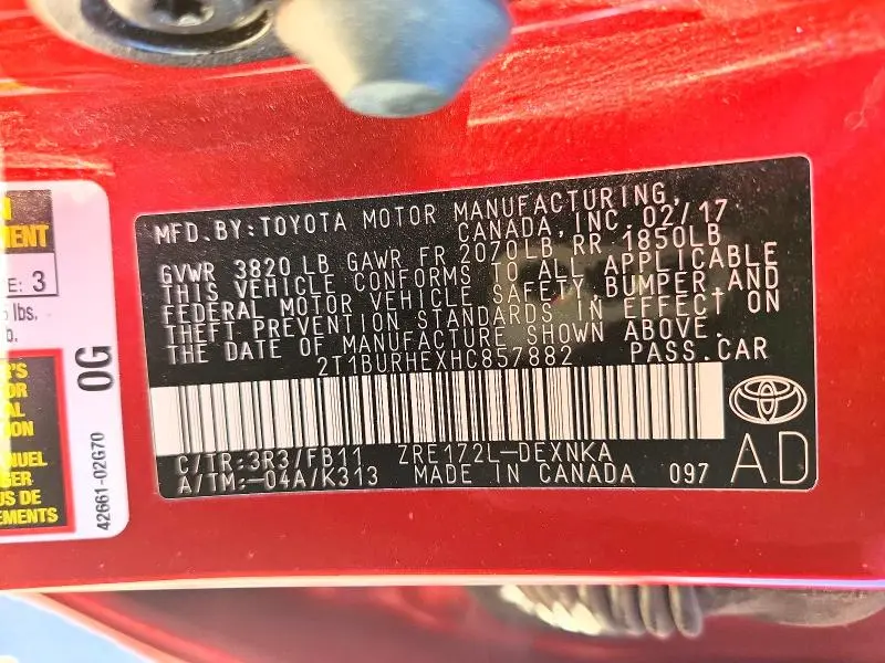 2017 TOYOTA COROLLA L  