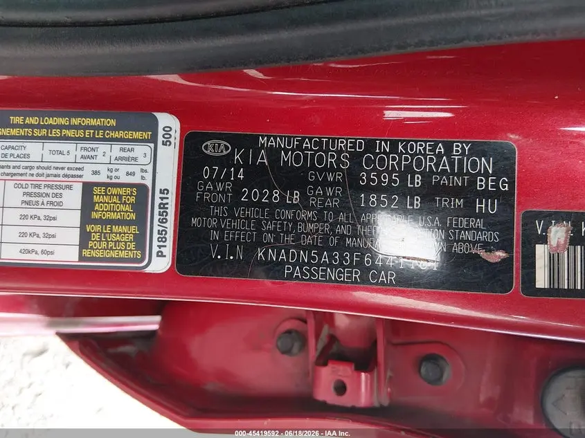 2015 KIA RIO EX