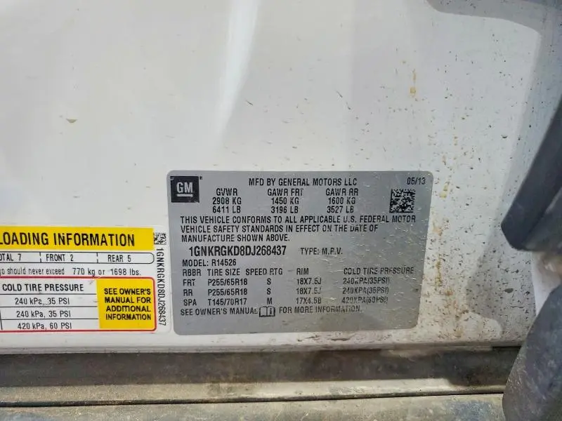 2013 CHEVROLET TRAVERSE LT  