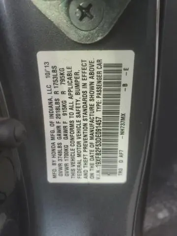 2013 HONDA CIVIC LX  