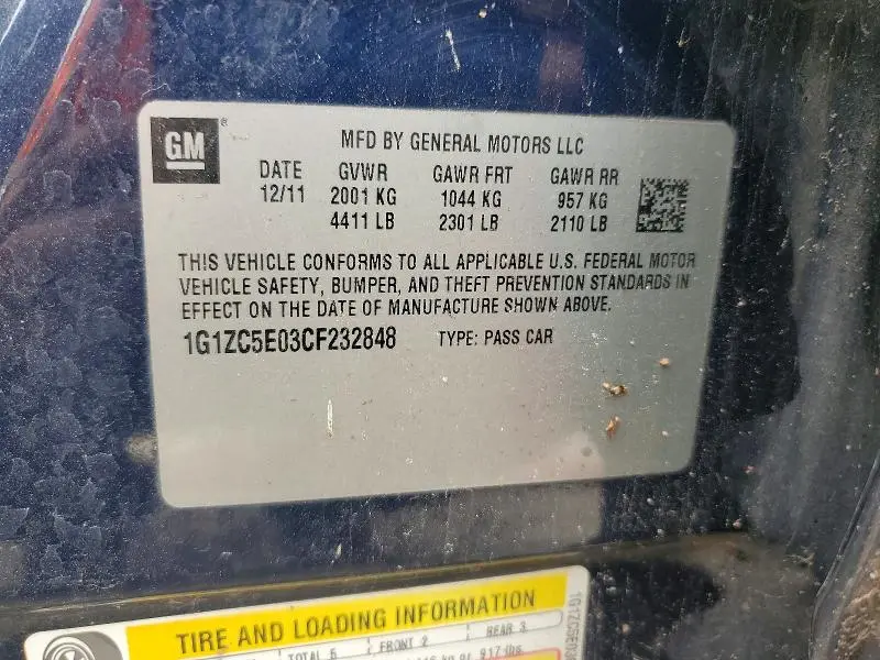 2012 CHEVROLET MALIBU 1LT  