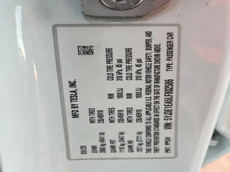 2020 TESLA MODEL 3   