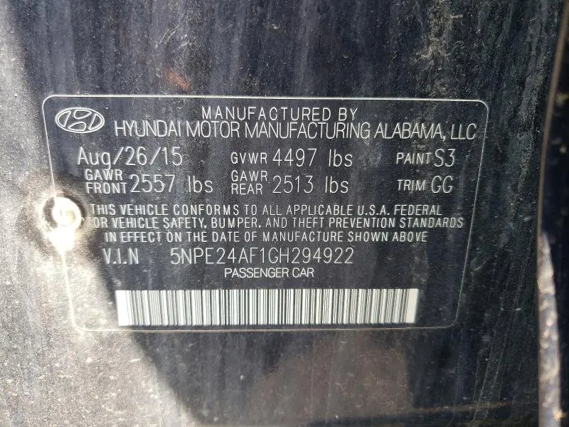 2016 HYUNDAI SONATA SE  