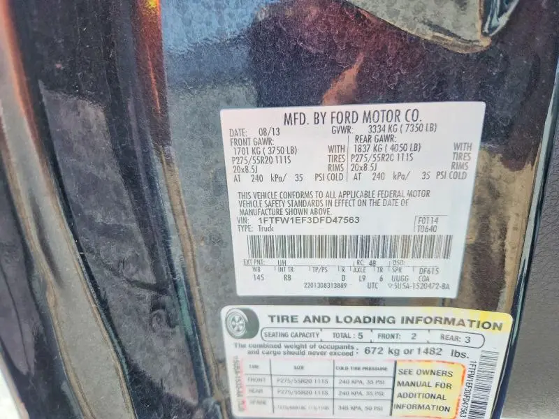 2013 FORD F150 SUPERCREW  