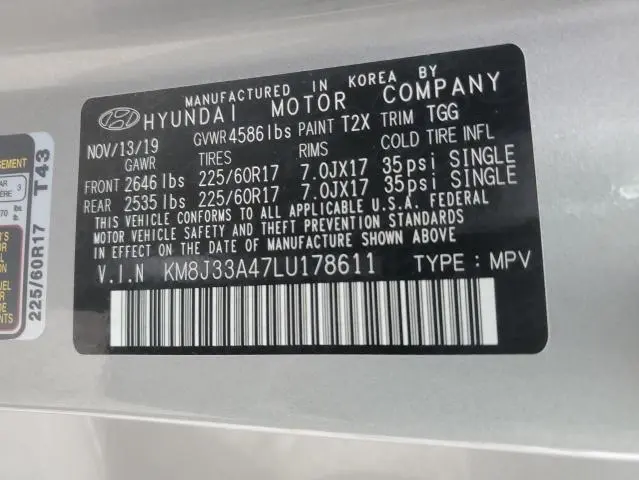 2020 HYUNDAI TUCSON LIMITED  