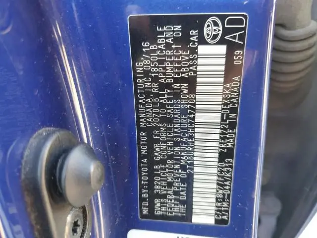 2017 TOYOTA COROLLA L  