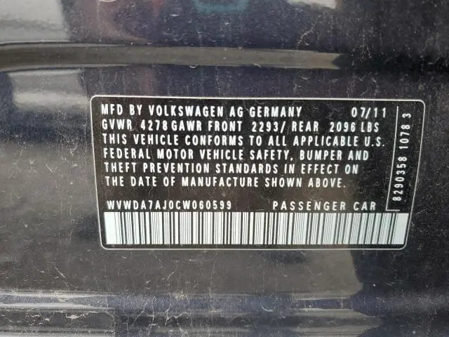 2012 VOLKSWAGEN GOLF 