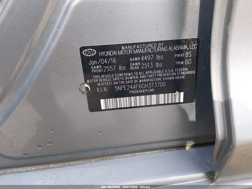 2016 HYUNDAI SONATA SE