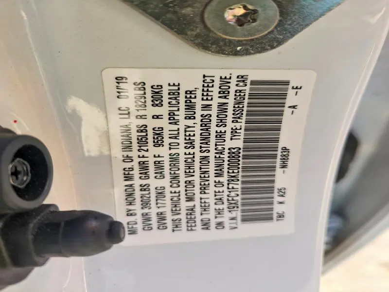 2019 HONDA CIVIC EXL  