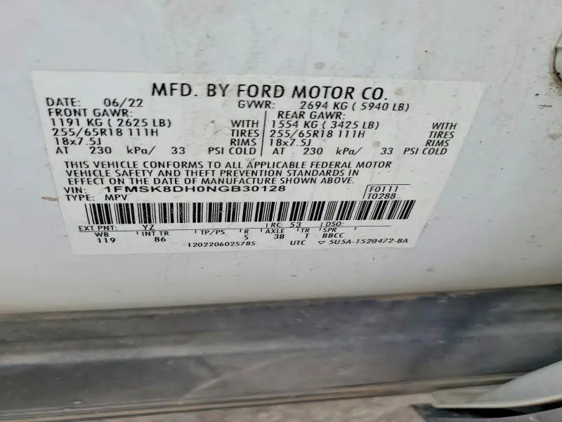 2022 FORD EXPLORER XLT  