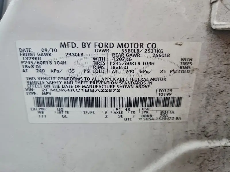 2011 FORD EDGE LIMITED  