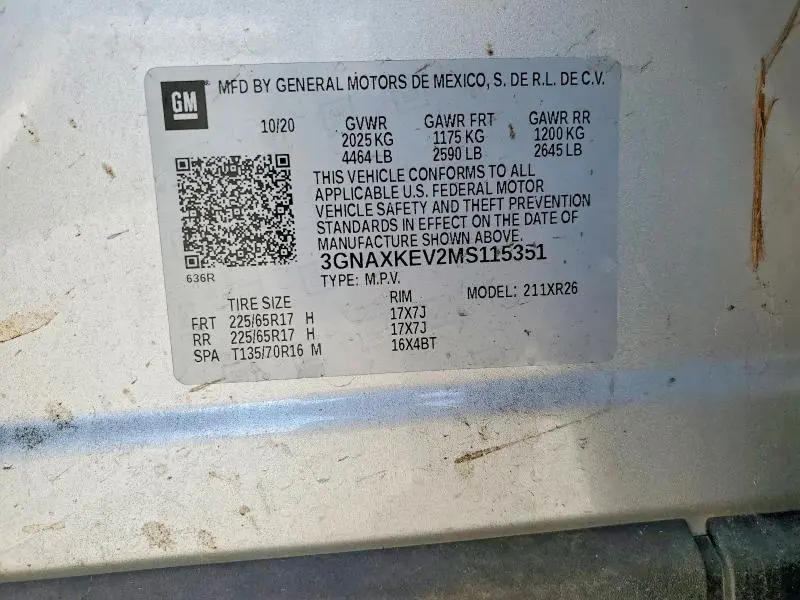 2021 CHEVROLET EQUINOX LT  