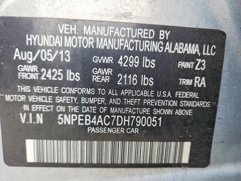 2013 HYUNDAI SONATA GLS  