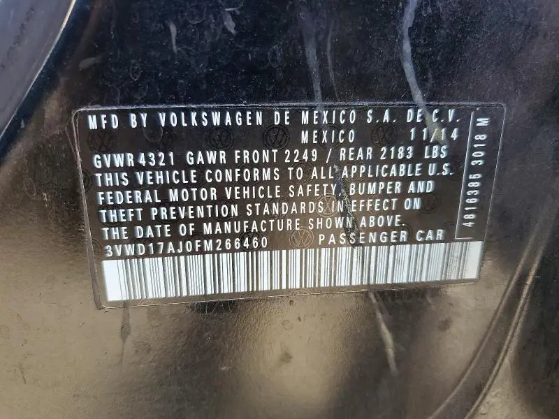 2015 VOLKSWAGEN JETTA SE  