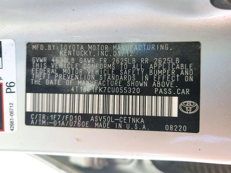 2012 TOYOTA CAMRY LE  