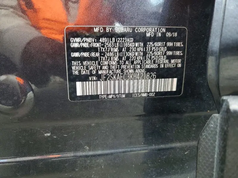 2019 SUBARU FORESTER   