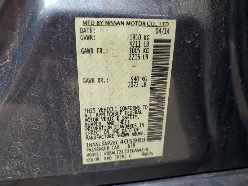 2014 NISSAN ALTIMA 2.5 SV  