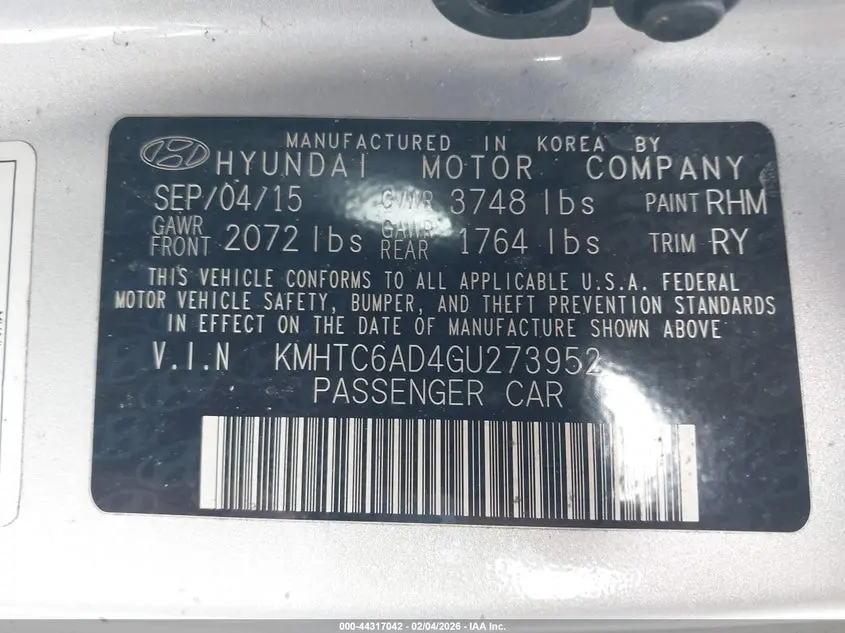 2016 HYUNDAI VELOSTER  