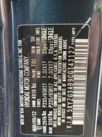 2012 HYUNDAI SANTA FE GLS  