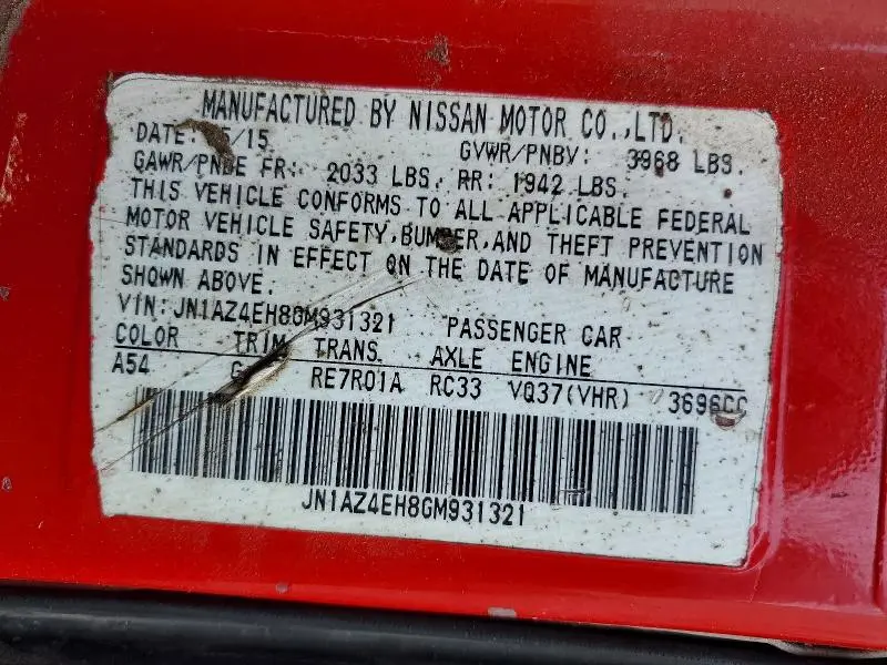 2016 NISSAN 370Z BASE  