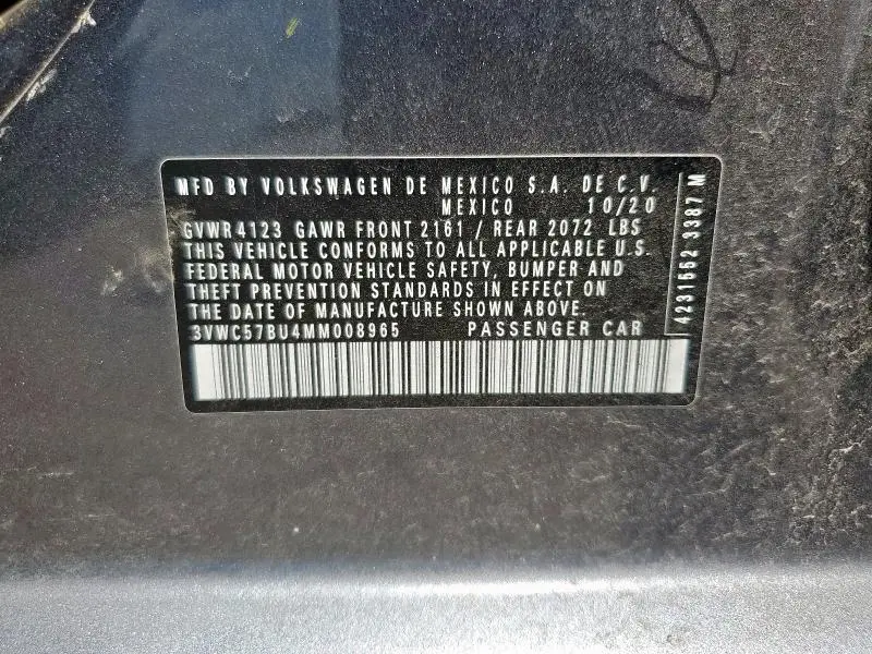 2021 VOLKSWAGEN JETTA S  