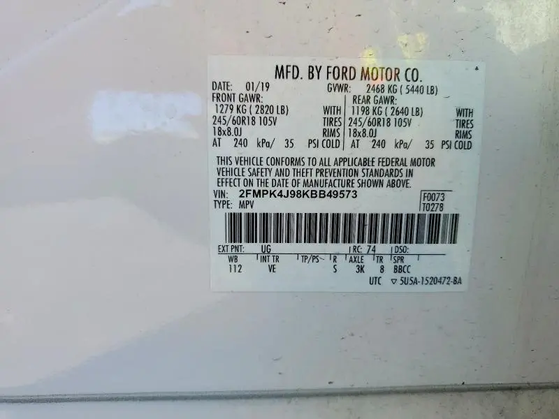 2019 FORD EDGE SEL  