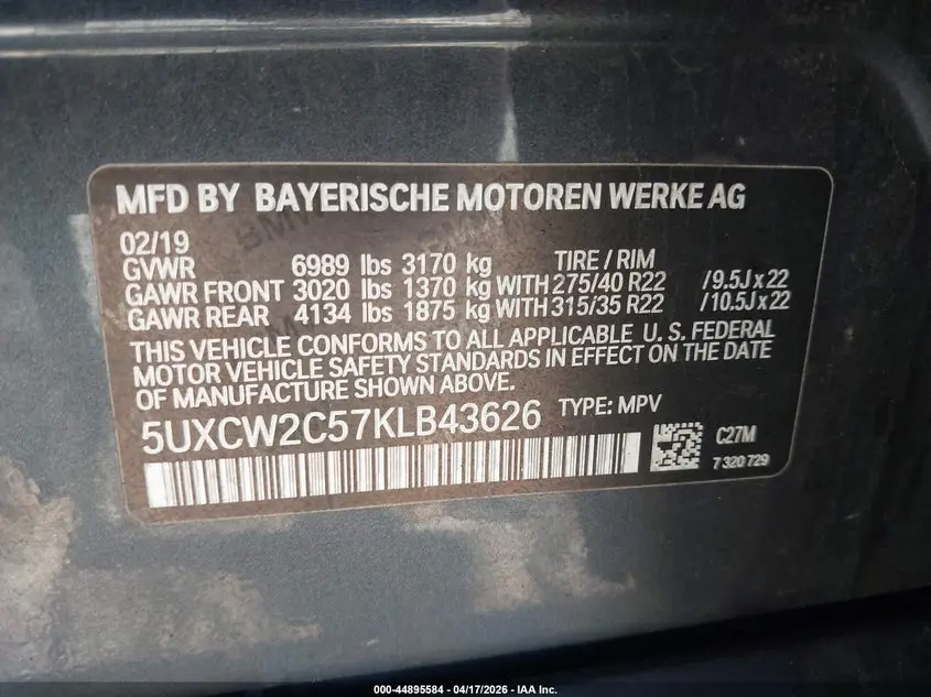 2019 BMW X7 XDRIVE40I