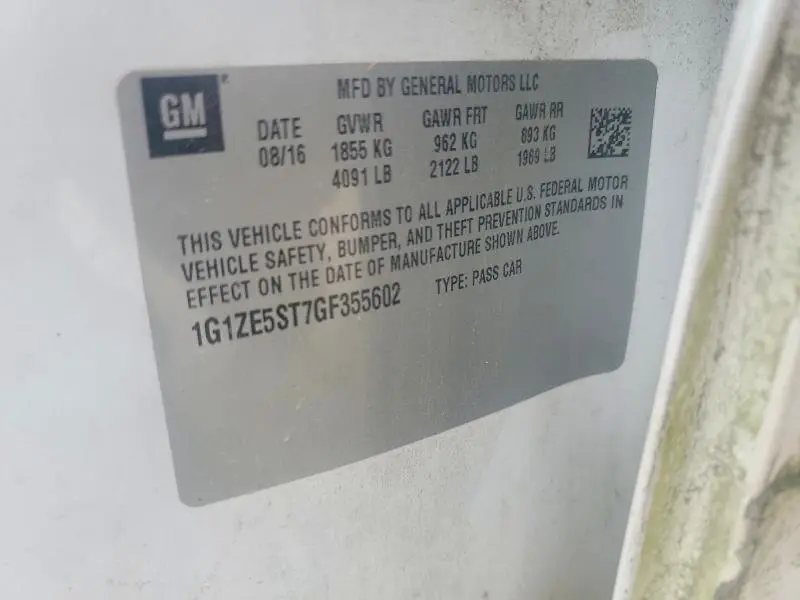 2016 CHEVROLET MALIBU LT  