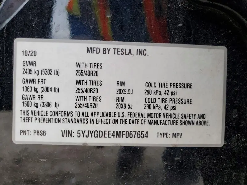2021 TESLA MODEL Y   