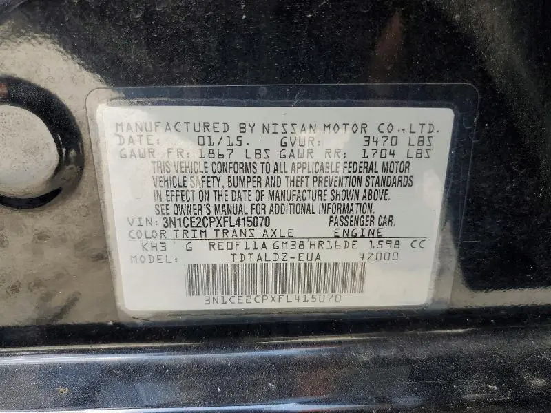 2015 NISSAN VERSA NOTE SV  
